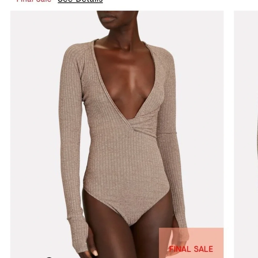 ALIX NYCBianca Marled Rib Knit Bodysuit chestnut size L NWT classic‎ elegant
